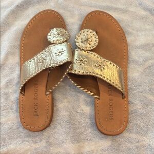 Jack Rogers Gold Sandals with Medallion Detail girls size 4